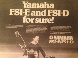 1976 77 YAMAHA FS1 E BAJA BROWN SPEEDBLOCK 394   MAGAZINE ADVERT